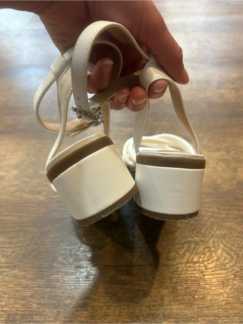 wonder nation White Strappy Low Block Heel Dress Sandals for Kids